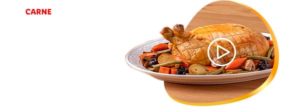 Carne: Pollo relleno con verduras, 8 raciones, Dificultad: Fácil, Preparación: 35 min, Cocción: 2 h